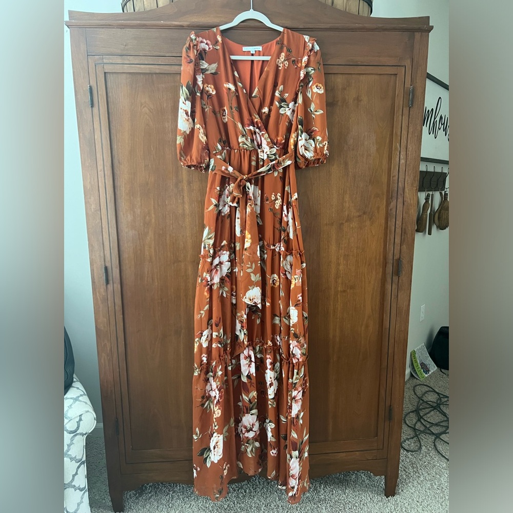 Baltic Born Orange Floral Maxi Dress